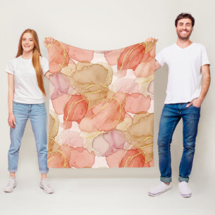 Elegant Sienna Taupe Gold Marble Fluid Fleece Blanket