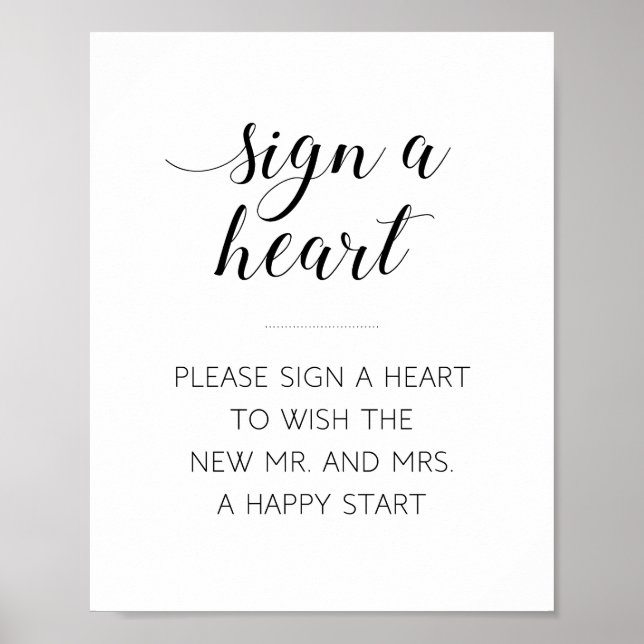 Elegant Sign A Heart Wedding Sign (Front)