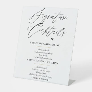 Elegant Signature Cocktails Wedding Bar Sign 
