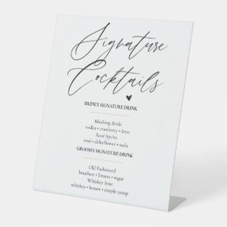 Elegant Signature Cocktails Wedding Bar Sign