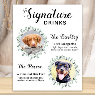 Elegant Signature Drinks Pet Wedding Dog 2 Photo Poster