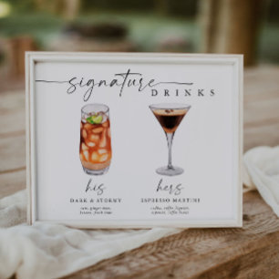 Elegant Signature Drinks Wedding Sign Bar Sign 