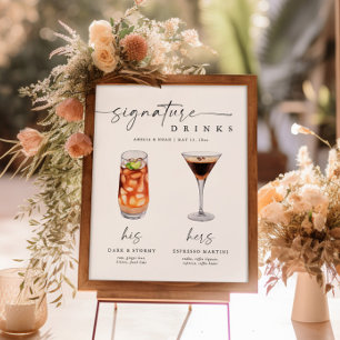 Elegant Signature Drinks Wedding Sign Bar Sign 