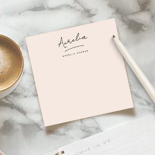 Elegant Signature Personalised Stationery Blush Card