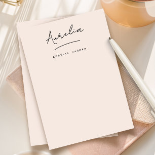 Elegant Signature Personalised Stationery Blush Card
