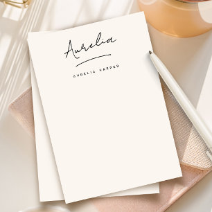 Elegant Signature Personalized Stationery Ivory Card