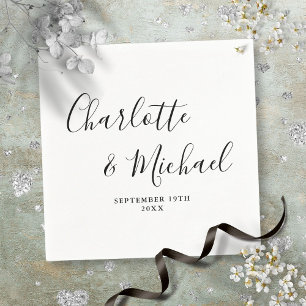 Elegant Signature Script Black And White Napkin