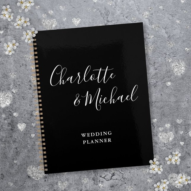 Elegant Signature Script Black And White Wedding Planner (Elegant Signature Script Black And White Wedding Planner)