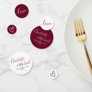 Elegant Signature Script Burgundy Wedding Confetti