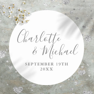 Elegant Signature Script Classic Round Sticker