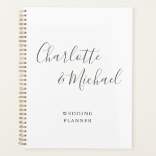 Elegant Signature Script Gray And White Wedding Planner