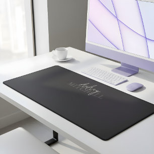 Elegant Signature Script Monogram Black Desk Mat