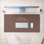 Elegant Signature Script Monogram Brown Desk Mat<br><div class="desc">Desk Mat features font duo of modern calligraphy and elegant serif font.</div>