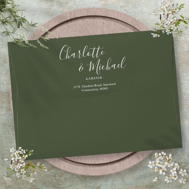 Elegant Signature Script Olive Return Address Envelope (Elegant Signature Script Olive Return Address Envelope)