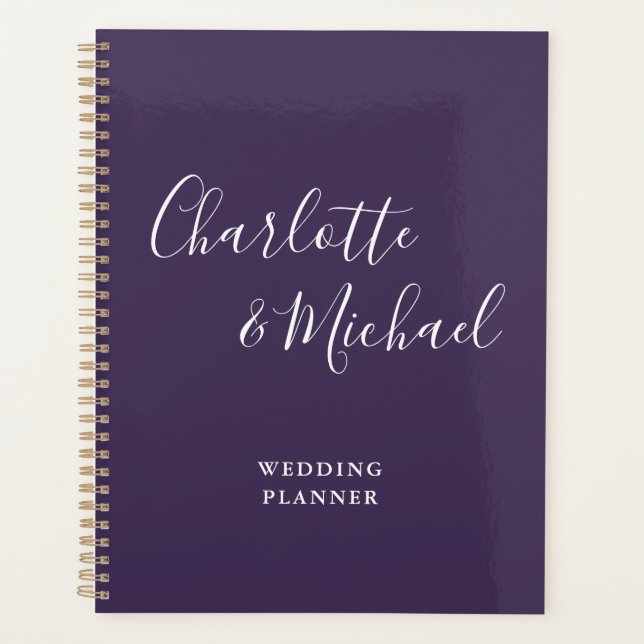 Elegant Signature Script Purple Wedding Planner (Front)