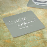 Elegant Signature Script Sage Green Wedding<br><div class="desc">Elegant signature sage green wedding coasters personalised with signature style names and your special wedding date. Designed by Thisisnotme©</div>