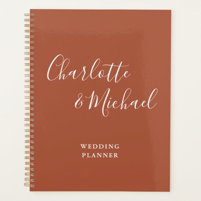 Elegant Signature Script Terracotta Wedding Planner (Front)