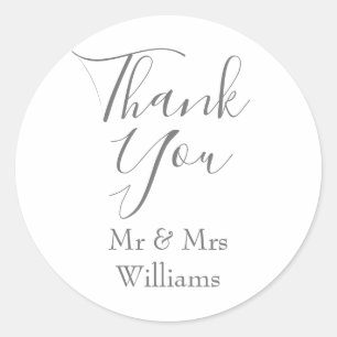 Elegant Signature Script Thank You Classic Round Sticker