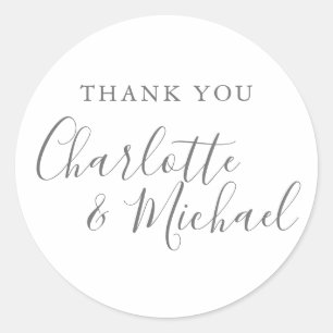 Elegant Signature Script Thank You Classic Round Sticker
