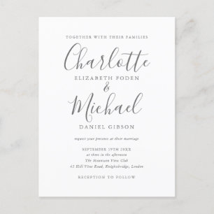 Elegant Signature Script Wedding Invitation Postcard