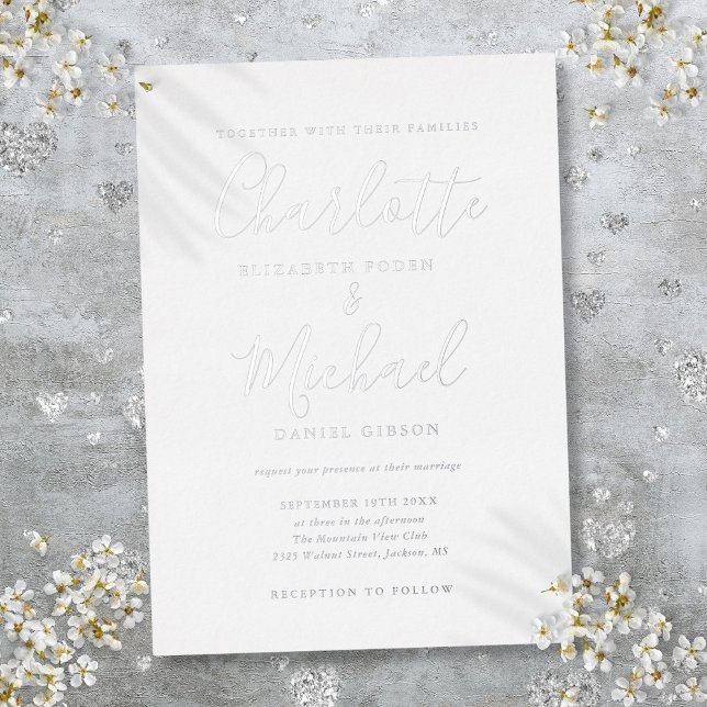 Elegant Signature Script Wedding Silver (Elegant Signature Script Wedding Silver Foil Invitation)