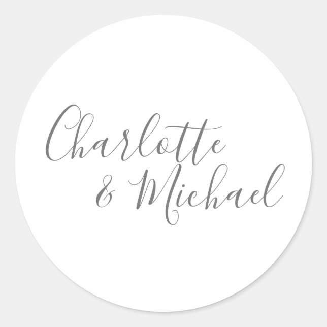 Elegant Signature Wedding Classic Round Sticker (Front)