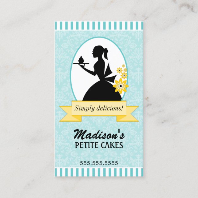 Elegant Silhouette Cupcake Bakery Business Card (Front)