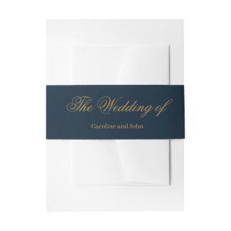 Elegant silhouette of a bride and groom invitation belly band
