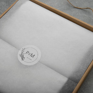 Elegant silhouette of leaves classic round sticker