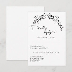 Elegant silhouette of leaves RSVP card