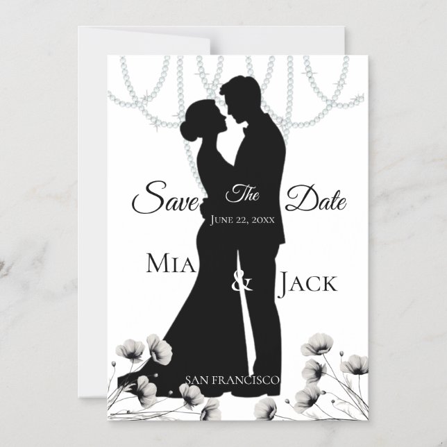 Elegant Silhouette Wedding Save The Date Card  (Front)