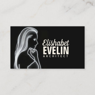 Elegant Silhouette: White Lines on Dark Canvas Business Card