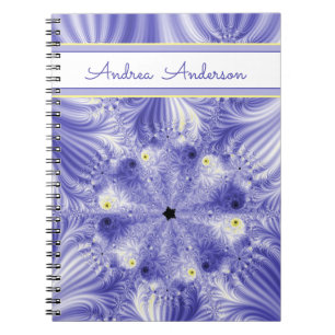 Elegant Silky Blue Fractal With Name Notebook