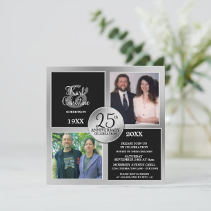 Elegant Silver 25th Anniversary Invitations