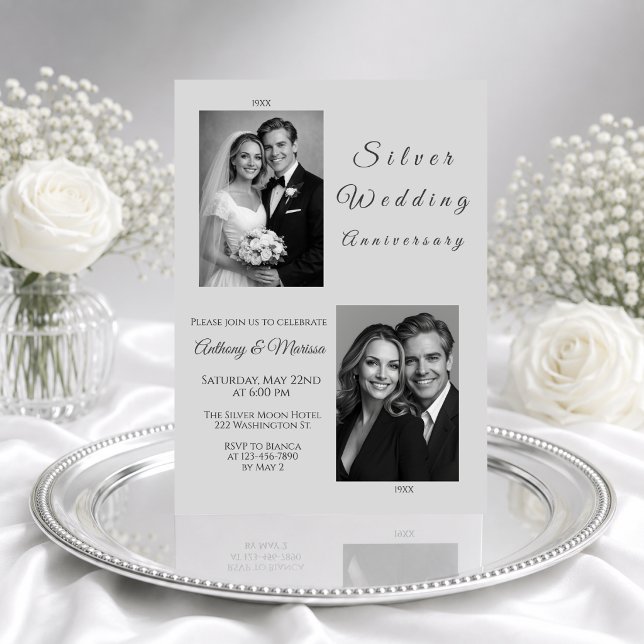 Elegant Silver 25th Wedding Anniversary Invitation (Creator Uploaded)