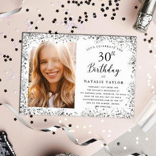 Elegant Silver 30th Birthday Party Invitation