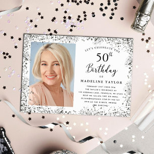 Elegant Silver 50th Birthday Invitation
