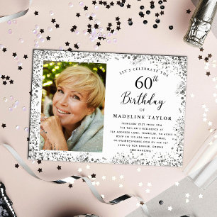 Elegant Silver 60th Birthday Invitation