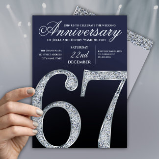 Elegant Silver 67th Wedding Anniversary Invitation