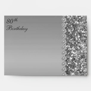 Elegant Silver 80th Birthday Envelope