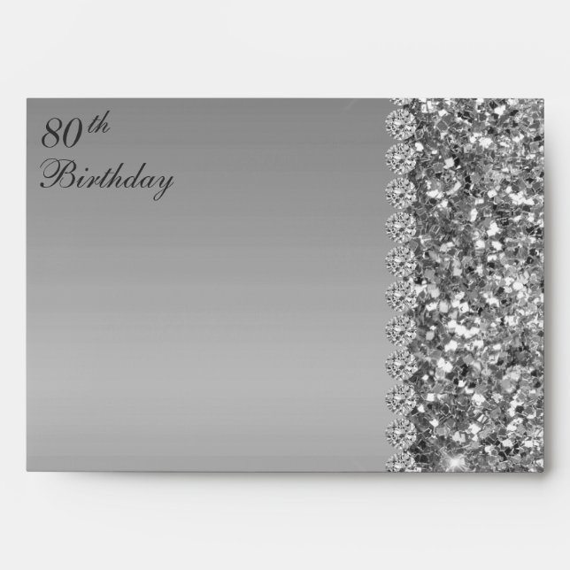 Elegant Silver 80th Birthday Envelope (Front)