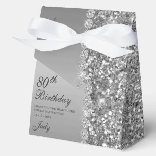 Elegant Silver 80th Birthday Favour Box