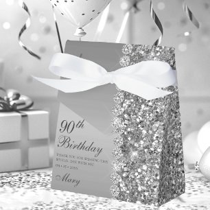 Elegant Silver 90th Birthday Favour Box
