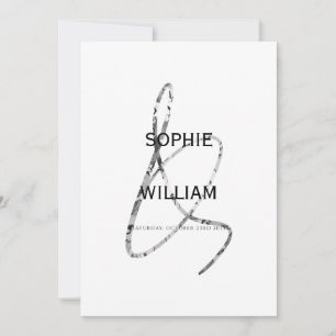 Elegant Silver Ampersand Minimalist Modern Wedding Invitation