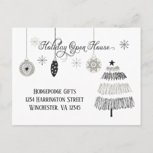 Elegant Silver and Black Holiday Open House   Postcard