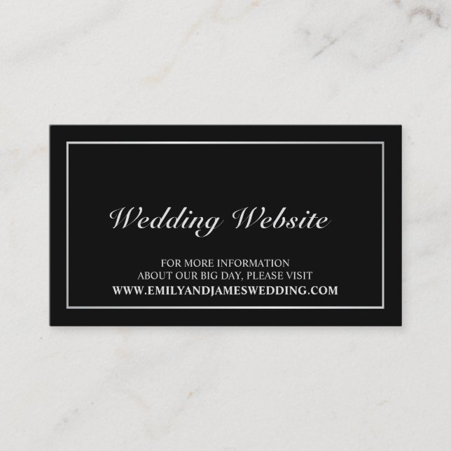 Elegant Silver and Black Wedding Enclosure Card (Front)