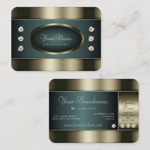 Elegant Silver and Blue Gradient with Rhinestones Business Card