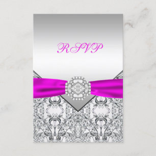 Elegant Silver and Fuchsia RSVP Card