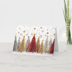 Elegant Silver and Gold Christmas Forest Card