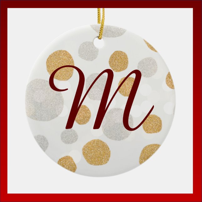 Elegant Silver and Gold Glitter Initial  Ceramic Tree Decoration (Creator Uploaded)